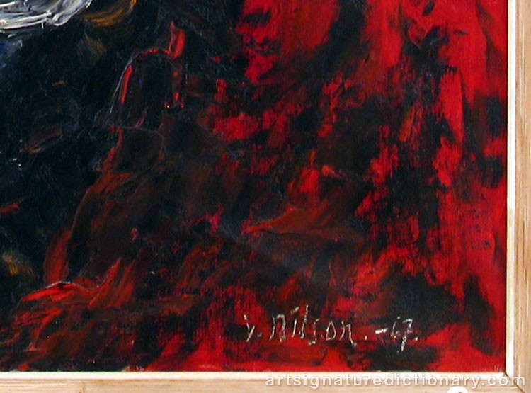 Close-up details showing Vera NILSSON signature forgery characteristics