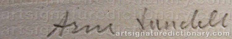 Authentic signature by Arne LUNDELL on  artwork