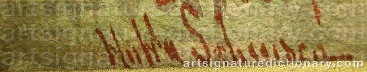 Authentic signature by Hulda SCHENSON on  artwork