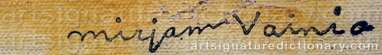 Authentic signature by Miriam VAINIO on  artwork