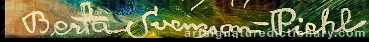 Authentic signature by Berta Maria SVENSSON-PIEHL on artwork