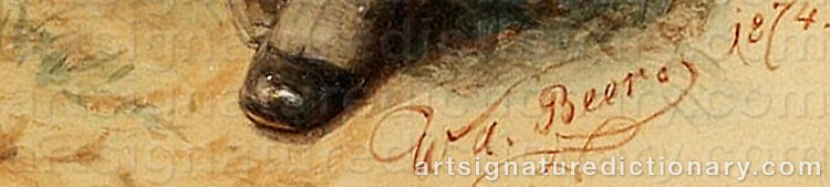 Authentic signature by Wilhelm Amandus BEER on  artwork