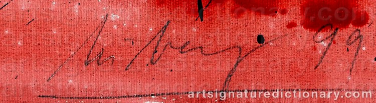 Authentic signature by Helge LIEBERG on Painting/Watercolour artwork