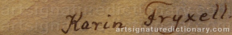 Authentic signature by Karin FRYXELL on Painting/Watercolour artwork