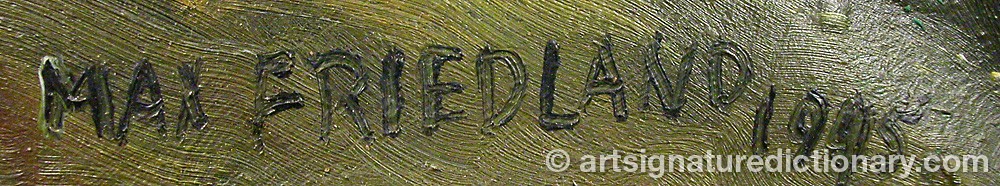 Authentic signature by Max FRIEDLAND on artwork