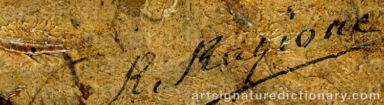 Authentic signature by Raffaele RAGIONE on Painting/Watercolour artwork
