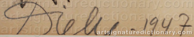 Authentic signature by Gösta DIEHL on artwork