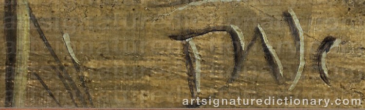 Authentic signature by Antoine DUC on  artwork