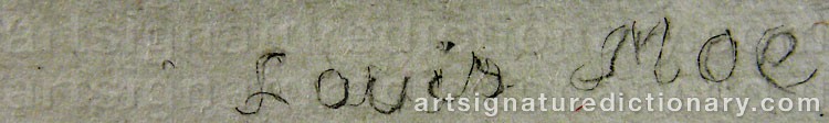 Authentic signature by Louis MOE on  artwork