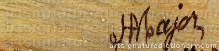 Authentic signature by Henry Archibald MAJOR on  artwork