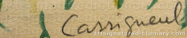 Authentic signature by Jean-Pierre CASSIGNEUL on Drawing/Graphic/Print artwork