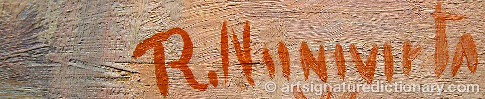 Authentic signature by R. NIINIVIRTA on  artwork