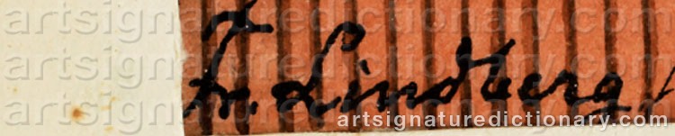 Authentic signature by Frans LINDBERG on  artwork