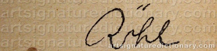 Authentic signature by Peter Karl RÖHL on  artwork