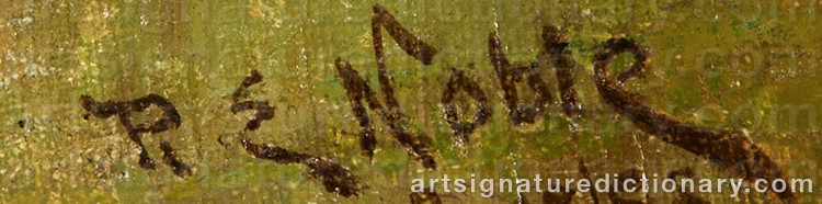 Authentic signature by Raymond Elmer NOBLE on  artwork
