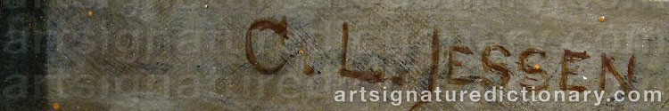 Authentic signature by Carl Ludwig JESSEN on Painting/Watercolour artwork