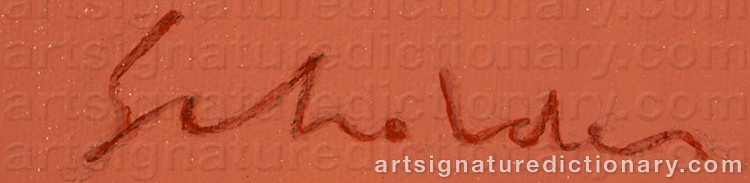 Authentic signature by Fritz SCHOLDER on  artwork