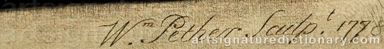 Authentic signature by William PETHER on  artwork