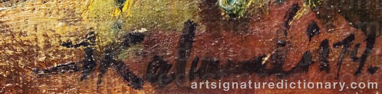 Authentic signature by Janis KALNMALIS on  artwork