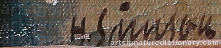 Authentic signature by Hugo SIMSON on Painting/Watercolour artwork