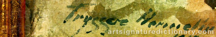 Authentic signature by Tryggve HERMELIN on  artwork