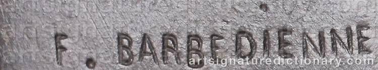 Authentic signature by Ferdinand BARBEDIENNE on  artwork