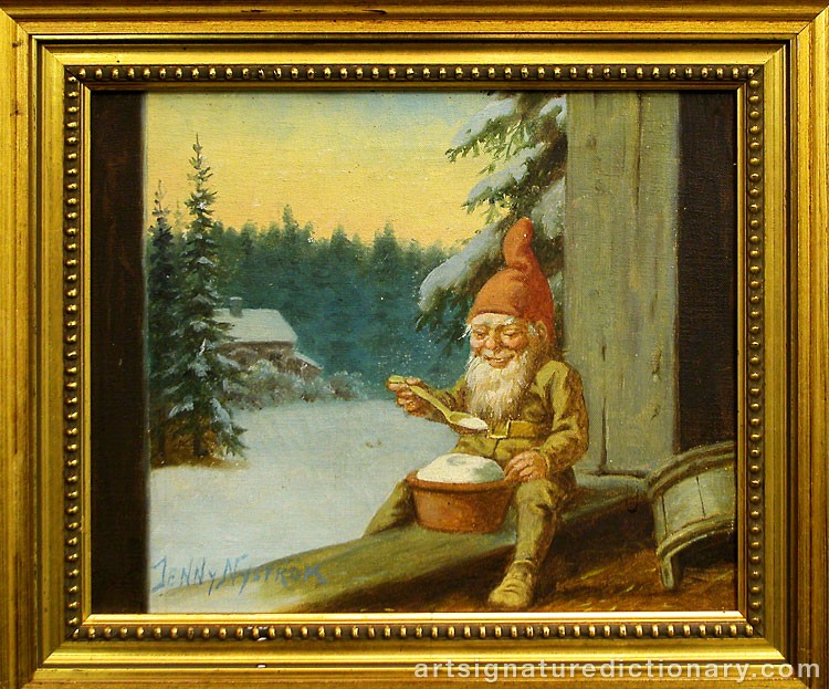 Close-up details showing Jenny NYSTRÖM signature forgery characteristics