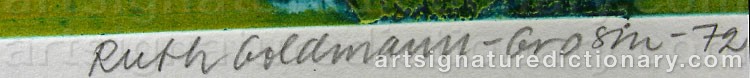 Authentic signature by Ruth GOLDMANN GROSIN on  artwork