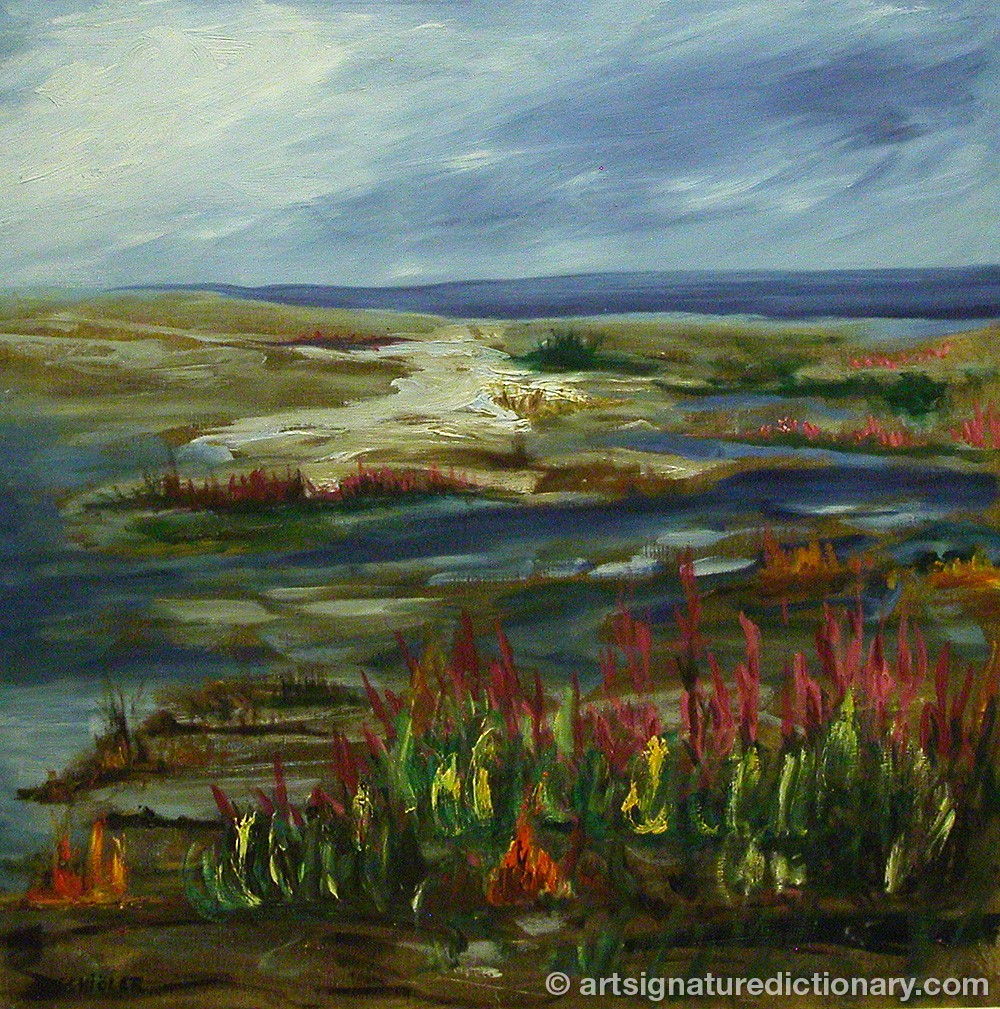 Close-up details showing Inge SCHIÖLER signature forgery characteristics