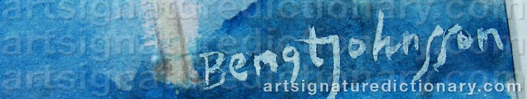 Authentic signature by Bengt JOHNSSON on  artwork