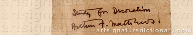 Authentic signature by Arthur Frank MATHEWS on  artwork