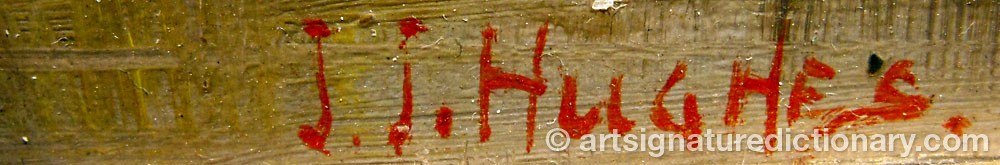 Authentic signature by John Joseph HUGHES on  artwork