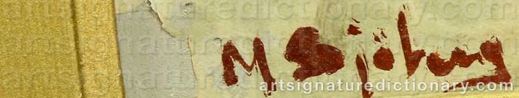 Authentic signature by Maja SJÖBERG on  artwork