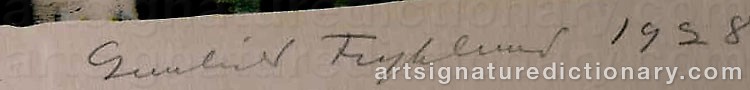 Authentic signature by Gunhild FRYKLUND on  artwork