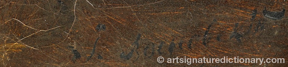 Authentic signature by J. VOSNOVSKY on  artwork