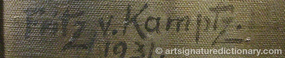 Authentic signature by Fritz Von KAMPTZ on  artwork