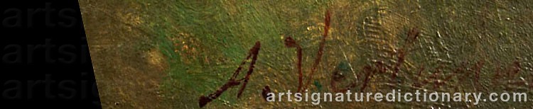 Authentic signature by Achille VERTUNNI on  artwork