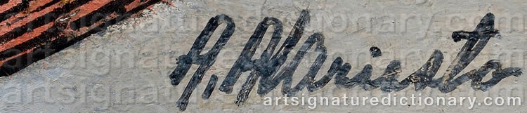Authentic signature by Andreas ALARIESTO on artwork