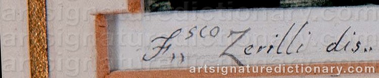 Authentic signature by Francesco ZERILLI on  artwork