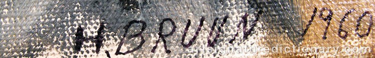 Authentic signature by Helena BRUUN on artwork