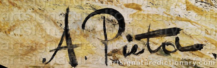 Authentic signature by A. PIETA on  artwork