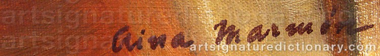 Authentic signature by Aina MARMÉN-SUNDBORG on  artwork