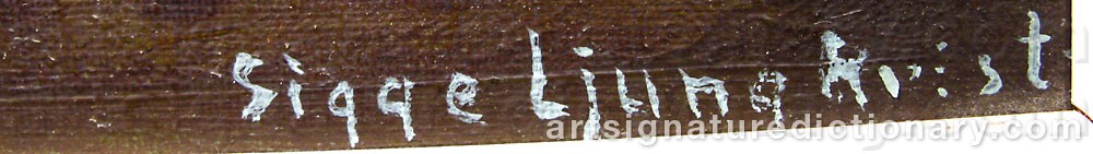 Authentic signature by Johan Sigfrid ‘Sigge’ LJUNGKVIST on  artwork