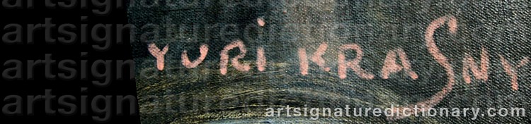 Authentic signature by Yuri Mihailovich KRASNY on artwork