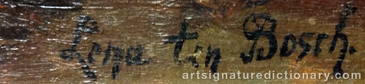 Authentic signature by Lena Cornelia TEN BOSCH on  artwork