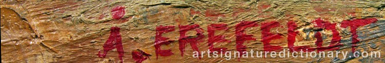 Authentic signature by Å. EREFELT on  artwork