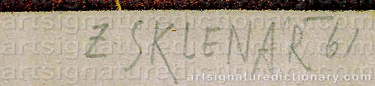 Authentic signature by Zdenek SKLENAR on  artwork