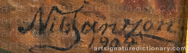 Authentic signature by Nils JANZON on Painting/Watercolour artwork