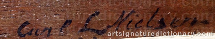 Authentic signature by Carl Leopold NIELSEN on  artwork
