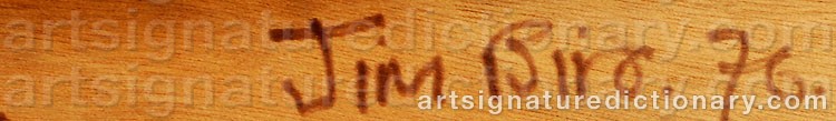Authentic signature by Jim BIRD on  artwork